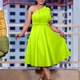 thumbnail image 2 of AURA Plus Size Women Off Shoulder High Waist Pleated A Line Midi Banquet Party Dress, 2 of 9