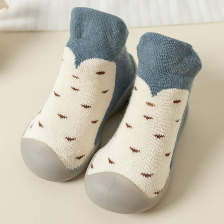 

LYCAQL Children Walking Floor Shoes and Socks Non Slip Soft Sole Baby Shoes Winter New Warm Baby Cool Shoes for Boys (Blue 18)