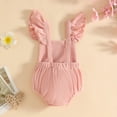 thumbnail image 4 of mgoYE Newborn Baby Girl Summer Outfit Romper Daddy's Girl Embroidery Ruffled Collar Jumpsuit Infant Waffle Clothes Size 6-12 Months Pink, 4 of 6