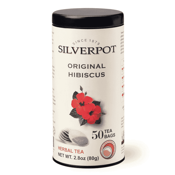 Silverpot Hibiscus Tea - 50 Round Tea Bags | Sweet & Floral Aroma, 100% Natural | Caffeine Free