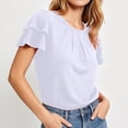 thumbnail image 6 of Favoffer Women's Round Neck Short Sleeve Solid Color Casual Top, 6 of 8