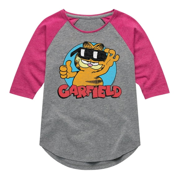 Garfield - Garfield Sunglasses - Toddler & Youth Girls Raglan Graphic T-Shirt