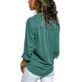 thumbnail image 3 of Frontwalk Button Down Shirts for Womens Casual Office Work Plain Tops Plus Size Roll Up Long Sleeve Blouse with Pockets, 3 of 3