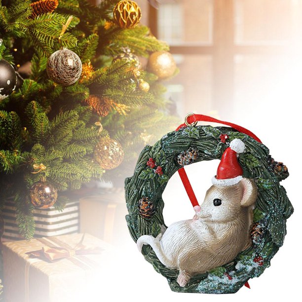 Colgante de animal de Navidad, accesorios de exhibición multicolor con caja de regalo, estatua de adorno de bricoje en 3D, decoración Ratón Baoblaze Pequeño colgante