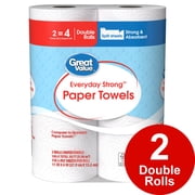 Great Value Everyday Strong Paper Towels, 2 Double Rolls