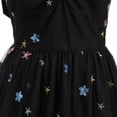 thumbnail image 6 of IBTOM CASTLE Women's Tie Strap Tulle Prom Dress Sweetheart Neckline Flower Embroidery Formal Party Mini Homecoming Dresses S Black Stars, 6 of 8