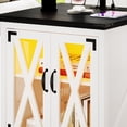 thumbnail image 3 of Dextrus Farmhouse End Table with Charging Station and LED Lights, Side Table with 2 Door & Storage Shelf Nightstand for Living Room Bedroom - White, 3 of 9