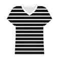 thumbnail image 3 of Lmnyox V Neck Striped T Shirt for Women Short Sleeve Dropped Shoulder Eyelet Tee Summer Casual Fashion Tops, 3 of 5
