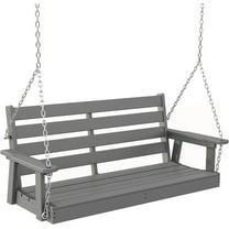 FODINGHILL Outdoor Hanging Porch Swing with 2 Seat,HDPE All Weather Swing Chair, Patio Swing Chair for Garden, Courtyard, 600LBS Weight Capacity, Gray