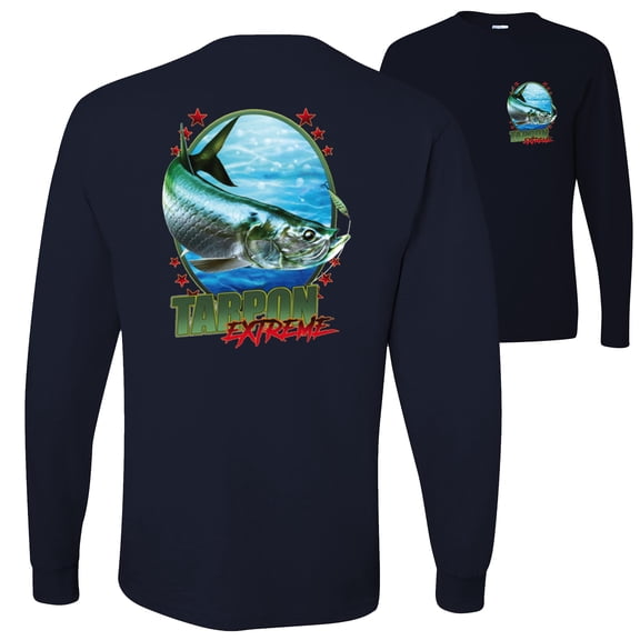 Tarpon Extreme Fish Lovers FRONT AN BACK Mens Long Sleeves, Black, Small