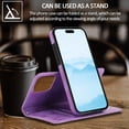 thumbnail image 5 of Allytechgroup Wallet Stand Case for iPhone 16 Pro Max, RFID Blocking PU Learher Rugged with Credit Card Slot Slim Fit Shockproof Full Body Cover for Apple iPhone 16 Pro Max, Purple, 5 of 6
