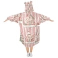 thumbnail image 2 of FORMRS Wearable Blanket Hoodie with Sleeves for Kids Cozy Flannel Sweatshirt, Light Green Christmas Houses, 2 of 7