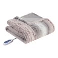 thumbnail image 1 of Beautyrest Polyester Oversized Faux Tip Dye Heated Throw in Blush Pink/Gray, 1 of 9