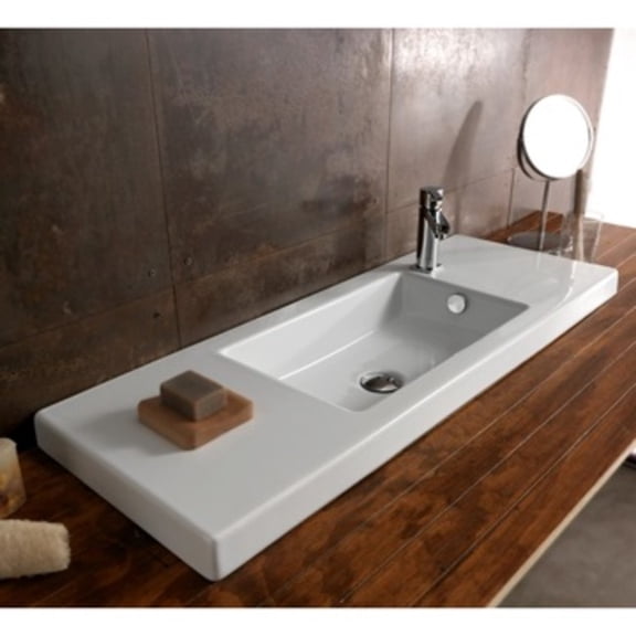 Nameeks 3502011-One Hole Tecla 39-3/8" Ceramic Wall Mounted / Drop In Bathroom Sink -