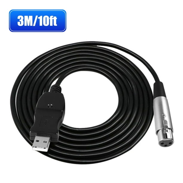 Usb Microphone Cable 10ft Tsv Usb Male To Xlr Female Adapter Microphone Cable Mic Link Converter Cord Studio Connector Adapter Cords Walmart Com Walmart Com