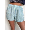 thumbnail image 5 of Southern Belle Style Striped Shorts for Women – High Waist Elastic Ruffle Trim, Cotton Blend for Summer Comfort, L, 5 of 6