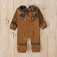thumbnail image 5 of Kaemgyyd 2 PC Newborn Baby Boys Girls Snowsuit Cute Fleece Lined One-Piece Jumpsuit Outfits Winter Warm Hooded Romper for Infant, 5 of 7