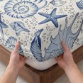 thumbnail image 3 of Twin XL Size Fitted Sheet Set - Navy Blue Coastal 2 Piece Bedding Sets 16" Deep Pocket Fitted Sheet with 1 Pillowcases, Nautical Ocean Shell Starfish Sea Rustic Brushed Microfiber Hotel Bed Sheets, 3 of 9