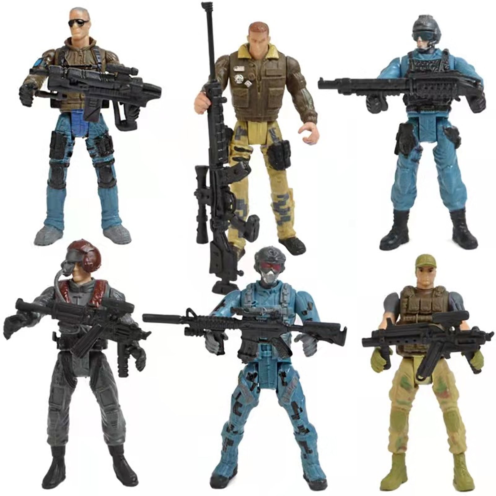 Lot of 8 Random Selected C.O.R.P Military Lanard Action Figure With 20 Weapons 