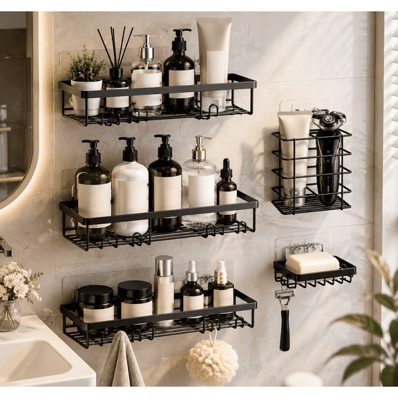 5-Pack Shower Caddy Equipped with5-Pack Shower Caddy Equipped with Soap and Toothbrush Holder