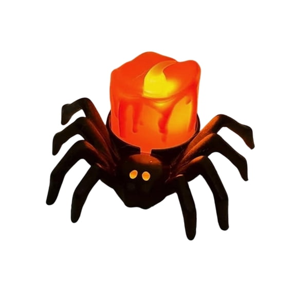 Fake Spiders Flickering Tea Lights, Halloween Tea Lights Candles, Flameless LED Candles Spider Tealights Spooky Electric Flickering Fake Candle for Halloween Table Home Decorations