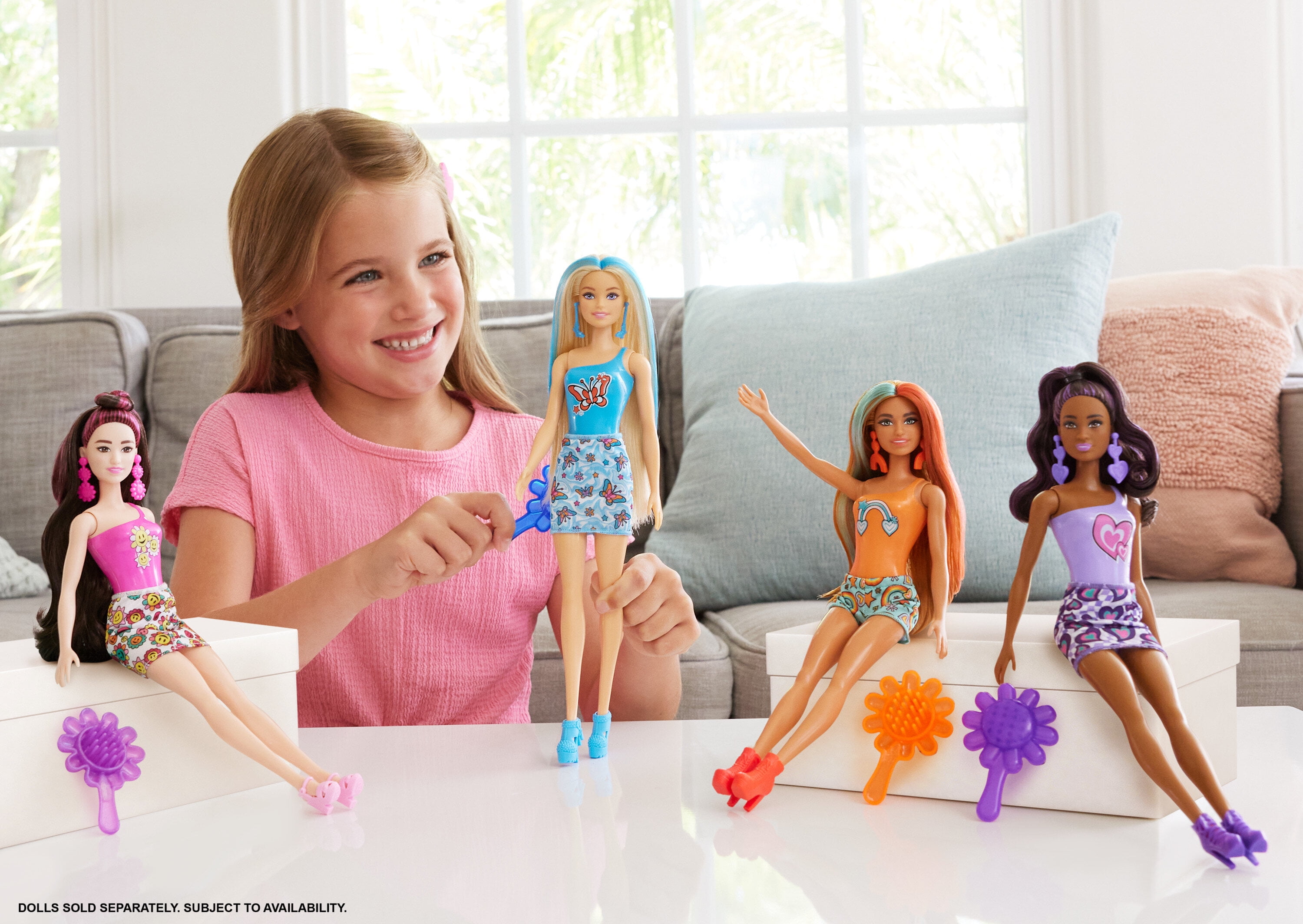 Barbie Color Reveal Rainbow-Inspired Series Doll & Accessories with 6 Surprises, Color-Change Bodice