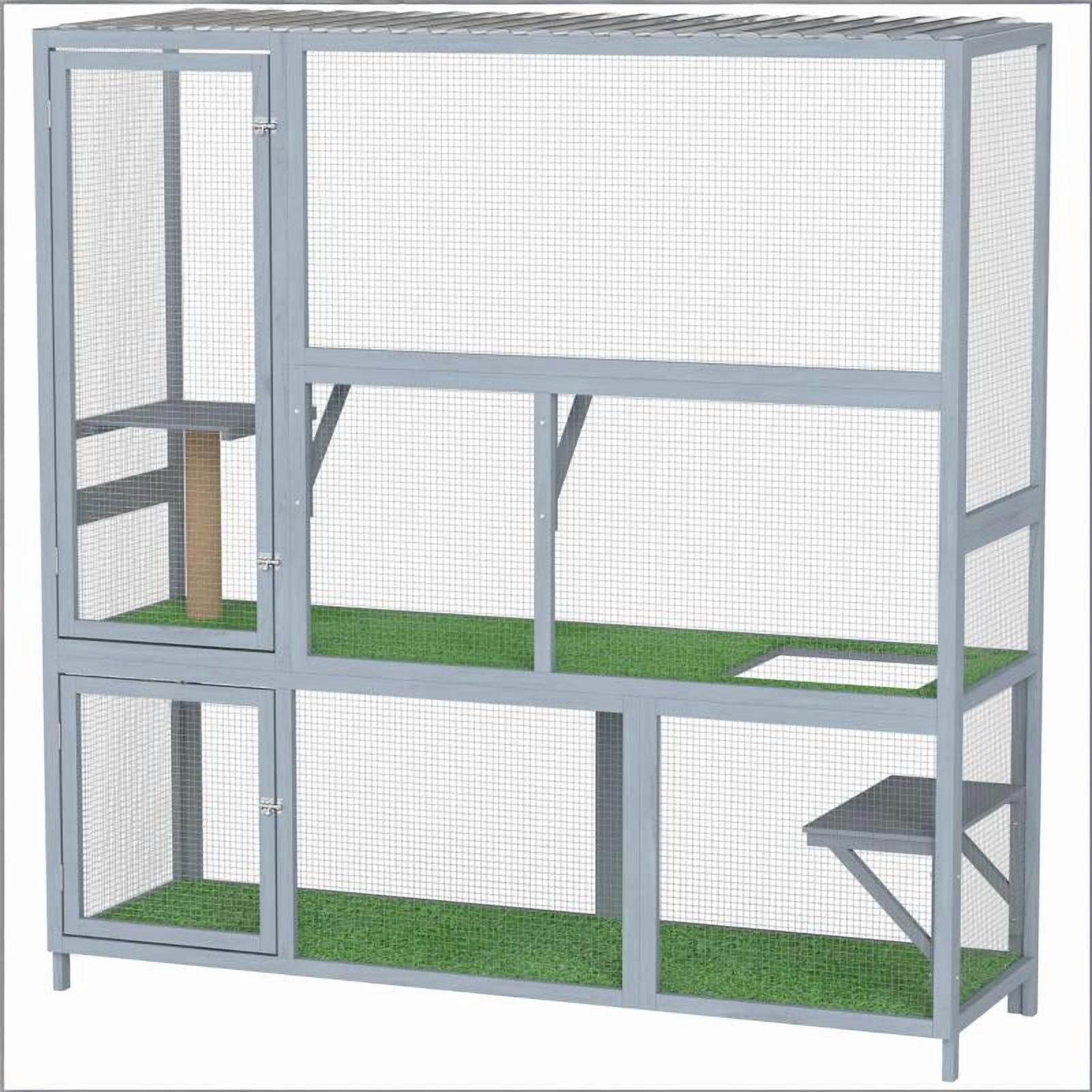 Wall-Mounted Wooden Cat House, Cat Catio Outdoor Cat Enclosure