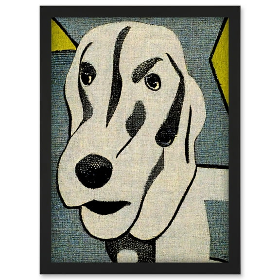 Pop Art Fun Halftone Dog Artwork Framed Wall Art Print A4