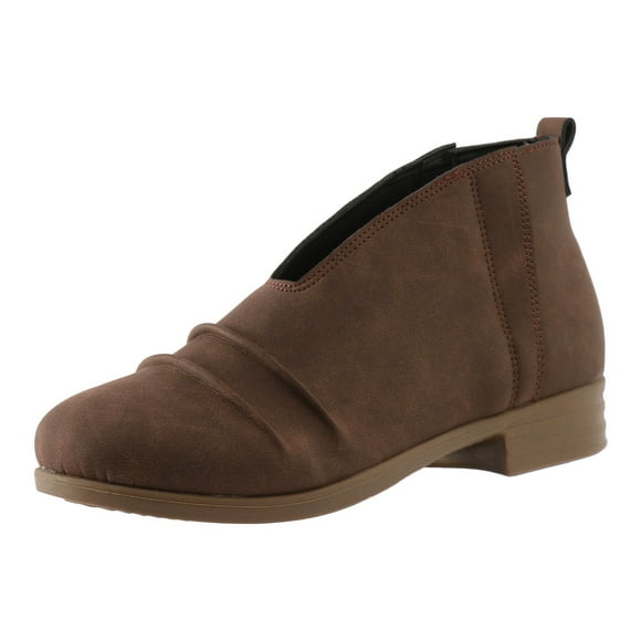 B91xZ Chelsea Boots Women Chunky Stacked Heel Ankle Boots Buckle Strap Ankle,Brown 8.5