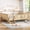 Light Natural, variant on Harper & Bright Designs Twin Size Floor Bed with Storage Bookcases, Solid Wood Platform Bed Frame with Stairs and Guardrails for Boys Girls, Light Natural