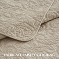thumbnail image 3 of EVERGRACE 100% Cotton Paisley Quilt Set, King Size 3 Piece Set – Prewashed Lightweight Bedspread with 2 Shams, Soft & Breathable Matelasse Coverlet for All-Season Comfort, Flax Beige, 3 of 8