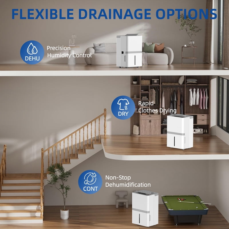 30 pt. 1,500 sq. ft. Commercial Dehumidifier in White, with Negative Ion, Sleep Mode