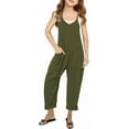 thumbnail image 3 of ZANKLEY Girls' Casual Sleeveless Jumpsuits Spaghetti Strap Loose Romper Long Pants with Pockets Daily Wear, 3 of 7