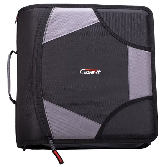 Case-It Zipper Binder with 5 Tab Files, 4 in. - Black