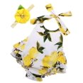 thumbnail image 1 of Princesasa Ropa Para Bebé Niña Amarillo Limón Floral Volantes Verano Cake Smash Trajes Y Diadema Para Regalos Recién Nacidos A6 7-12 Meses (Talla M), 1 of 5