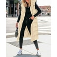 thumbnail image 4 of FreshPretty Long Puffer Vest Women Quilted Hooded Button Down Zip Up Sleeveless Vests Outerwear Padded Jacket Fall Winter Coat, 4 of 6