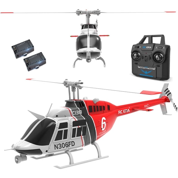 C138 206 Remote Controlled Helicopter Aircraft Plane RC Heli Aileronless 6CH 6-Axis Gyroscope Altitude Hovering Add Optical Flow Localization 2Battery for Adults Beginners (Red)
