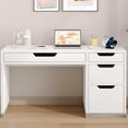 thumbnail image 4 of DreamCurship 52 inch White Desk with 4 Storage Drawers, Home Office Desk for Small Spaces, Computer Desk with File Cabinet, White, 4 of 7