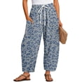 thumbnail image 3 of Stralyhd Leopard Barrel Pants for Women Baggy Elastic High Waisted Wide Leg Palazzo Pants Cheetah Print Flowy Casual Beach Vacation Pants with Pockets Light Blue 2XL, 3 of 8