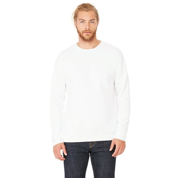 Unisex Drop Shoulder Fleece , 3945 , White , X-Small