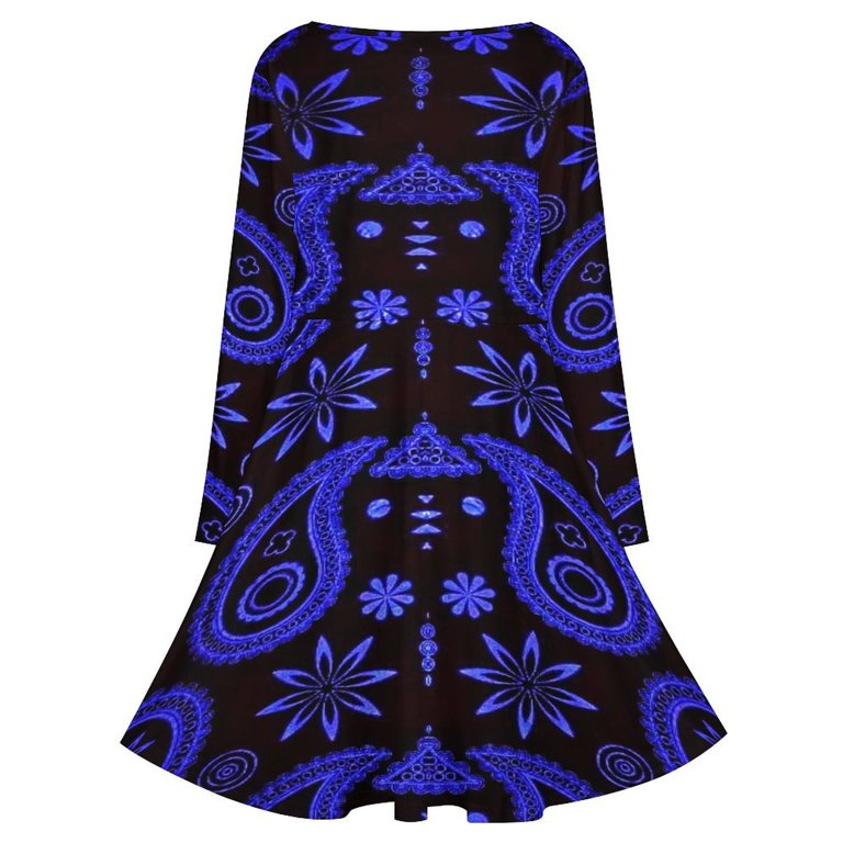 Blue Paisley Bandana Pattern Long Sleeve Dresses For Women Vintage Elegant Party Dress Oversized V-neck Dress S-8XL - Walmart.com Blue Paisley Bandana Pattern Long Sleeve Dresses For Women Vintage Elegant Party Dress Oversized V-neck Dress S-8XL - Walmart.com