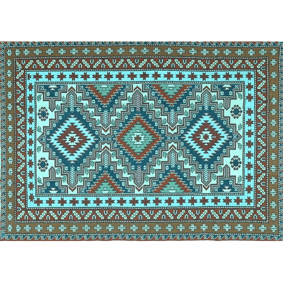 Ahgly Company Indoor Rectangle Persian Light Blue Traditional Area Rugs, 5' x 8'