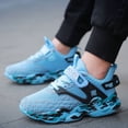thumbnail image 2 of Toddler Boys Walking Shoes Wide Width Comfortable Slip on Sneakers Breathable Meah All Day Wear School Athletic Basketball Shoes Light Blue Size 4 Big Kid, 2 of 5