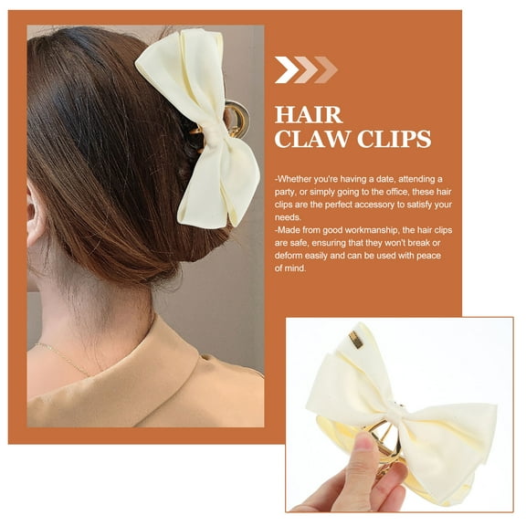 OUNONA 2Pcs Hair Claw Clips with Bow Design Assorted Colors for Elegant Hair Styling