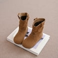 thumbnail image 5 of Dakaela Toddler Girls Mid Calf Boots Baby Suede Flat Slouchy Riding Booties Round Toe Kids Winter Casual Outdoor Shoes Coffee Size 10, 5 of 9