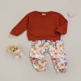 thumbnail image 4 of Baby Girls Long Sleeve Solid Color Waffle Pullover Tops+Long Pants Flower Printed, 4 of 10