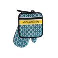thumbnail image 1 of Single Oven Mitt And Pot Holder Set (Teal Trellis), 1 of 1