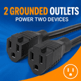 Power Splittter 1.5 FT Power Cord Splitter, 1-to-2 Short Extension Cord with Dual ...