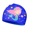thumbnail image 4 of Gelikeya Girls Swim Caps Size 5-12 Waterproof Toddler Boys Girls Bathing Caps Long and Short Hair Silicone Swim Cap #Blue1, 4 of 5