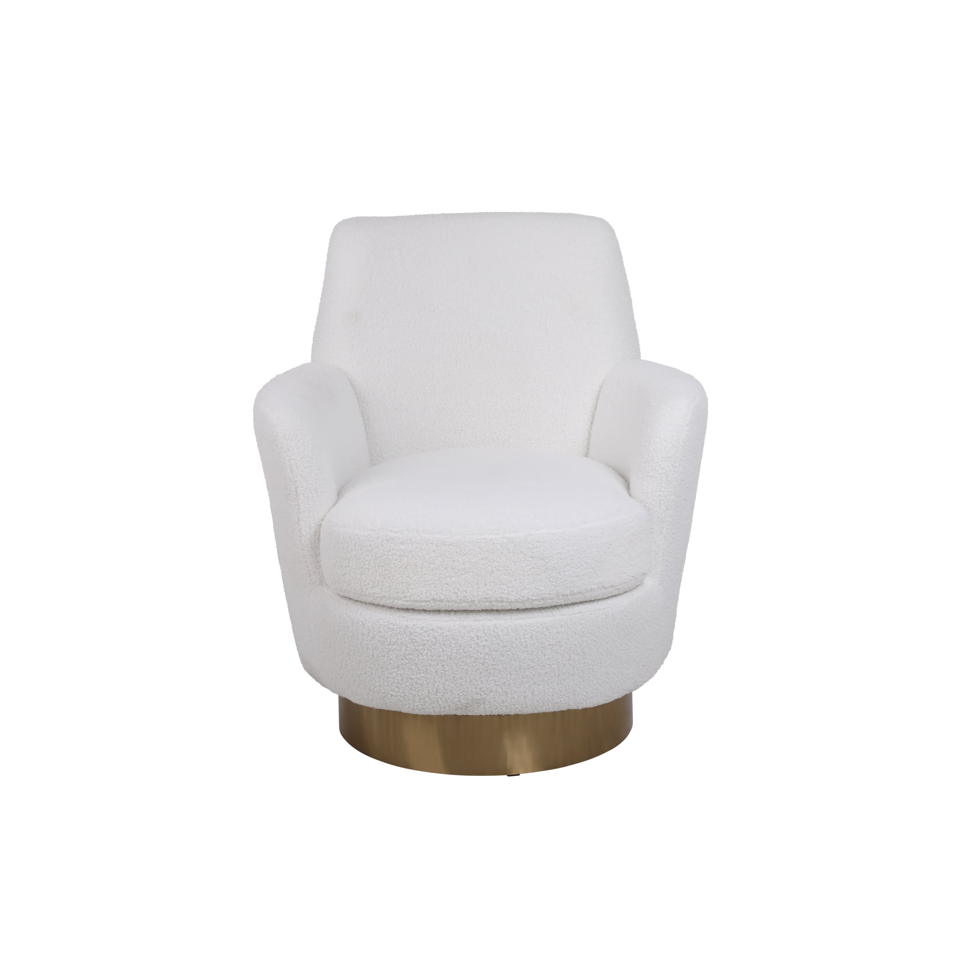 Leumius Velvet Swivel Barrel Chair, Swivel Accent Chairs Armchair, Round Barrel Chairs with Gold Stainless Steel Base for Living Room Reading Room Bedroom Ivory